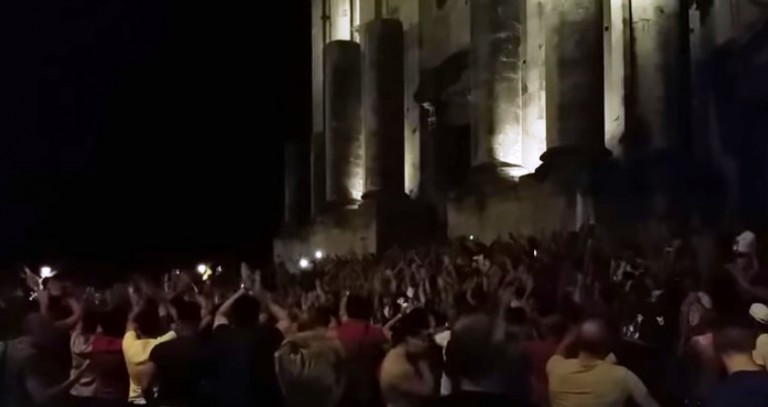 Tifosi Catania a Piazza Dante