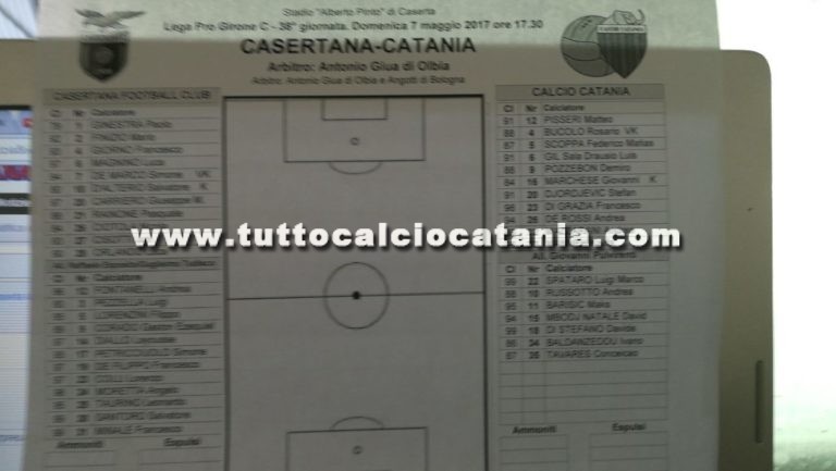 CASERTANA – CATANIA: formazioni ufficiali, De Rossi titolare