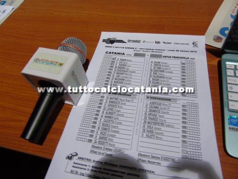 CATANIA – VIRTUS FRANCAVILLA: formazioni ufficiali, Ripa e Di Grazia in campo dal 1′