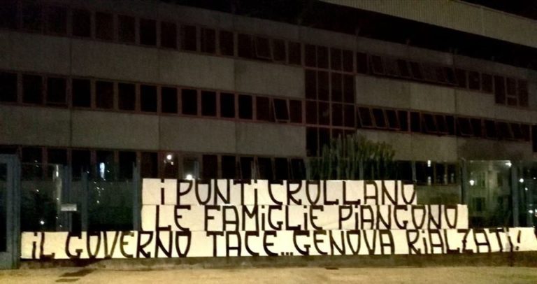 CATANIA: striscione al “Massimino”, tifosi vicini alla città di Genova