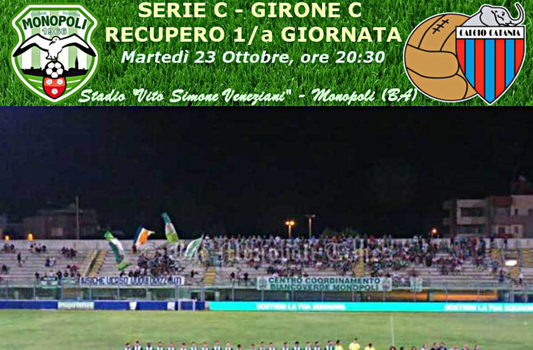 LIVE VENEZIANI (triplice fischio): Monopoli 0-0 Catania, tabellino e numeri incontro in tempo reale