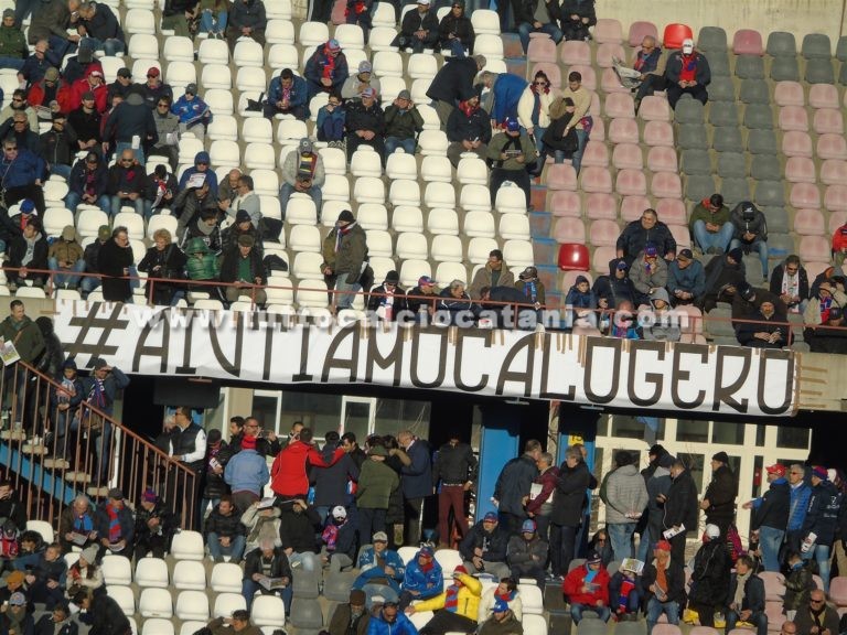 CATANIA – CASERTANA, dalla Tribuna B: “Aiutiamo Calogero”