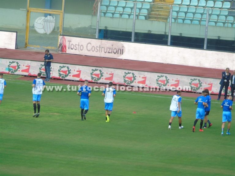 CATANIA – VIRTUS FRANCAVILLA (foto): riscaldamento pre-gara, immagini dalla Tribuna Stampa