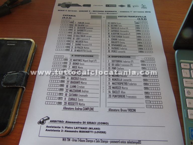CATANIA – VIRTUS FRANCAVILLA: formazioni ufficiali, Welbeck in campo dal 1′