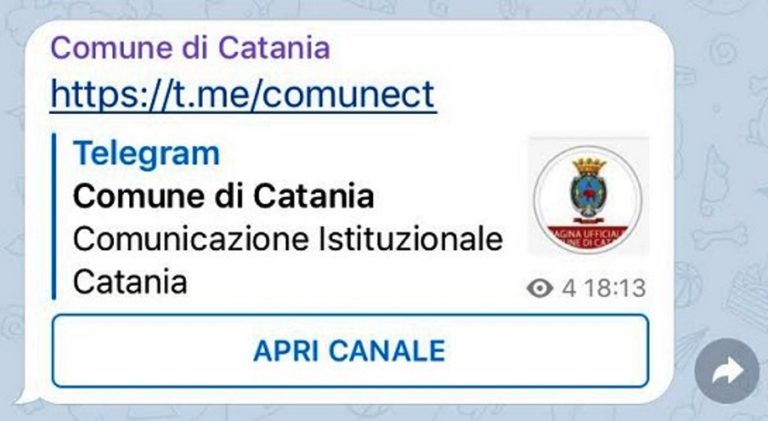 COMUNE DI CATANIA: Coronavirus, attivato canale Telegram