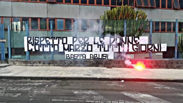 STRISCIONE DEI TIFOSI: “Rispetto per le donne, l’8 marzo tutti i giorni. Basta abusi”
