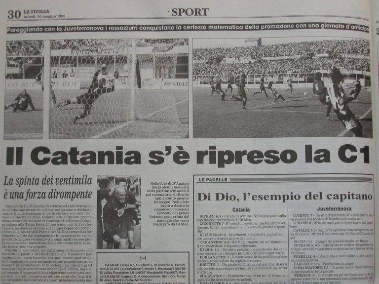 ACCADDE OGGI: 9 maggio 1999, il Catania festeggia la matematica promozione in C1