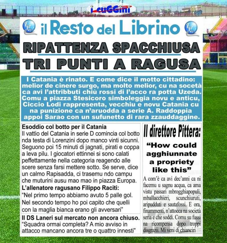 PAROLA AI TIFOSI – I cuGGini in dialetto catanese: “Ripattenza spacchiusa a Ragusa”
