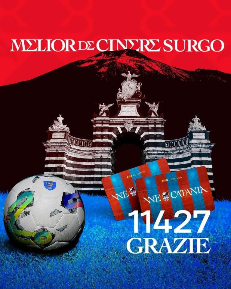 ABBONAMENTI: dato finale, 11.427 tessere vendute. Il Catania SSD ringrazia