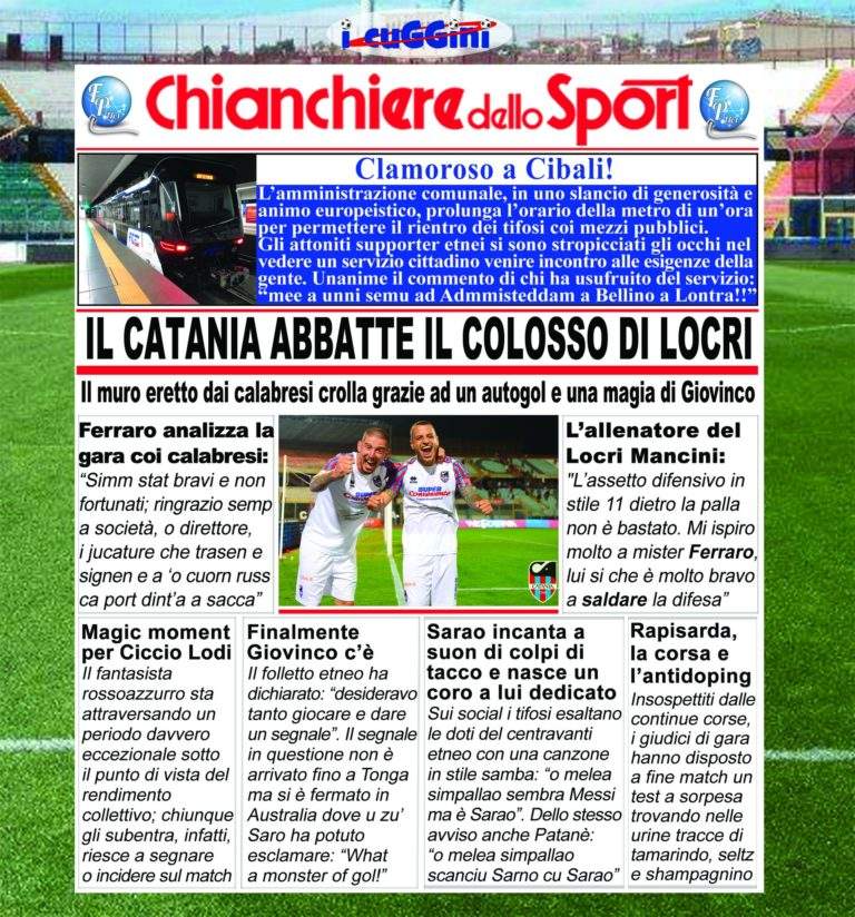 PAROLA AI TIFOSI – I cuGGini: “Il ‘Chianchiere dello Sport’ dopo Catania-Locri…”