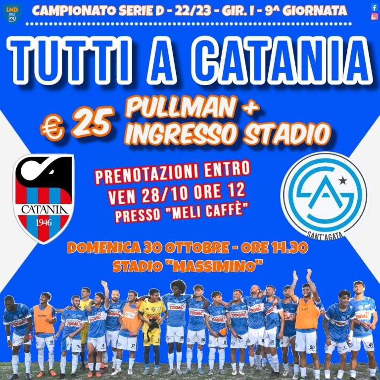 SANT’AGATA, il club mobilita i tifosi: “Tutti a Catania!”