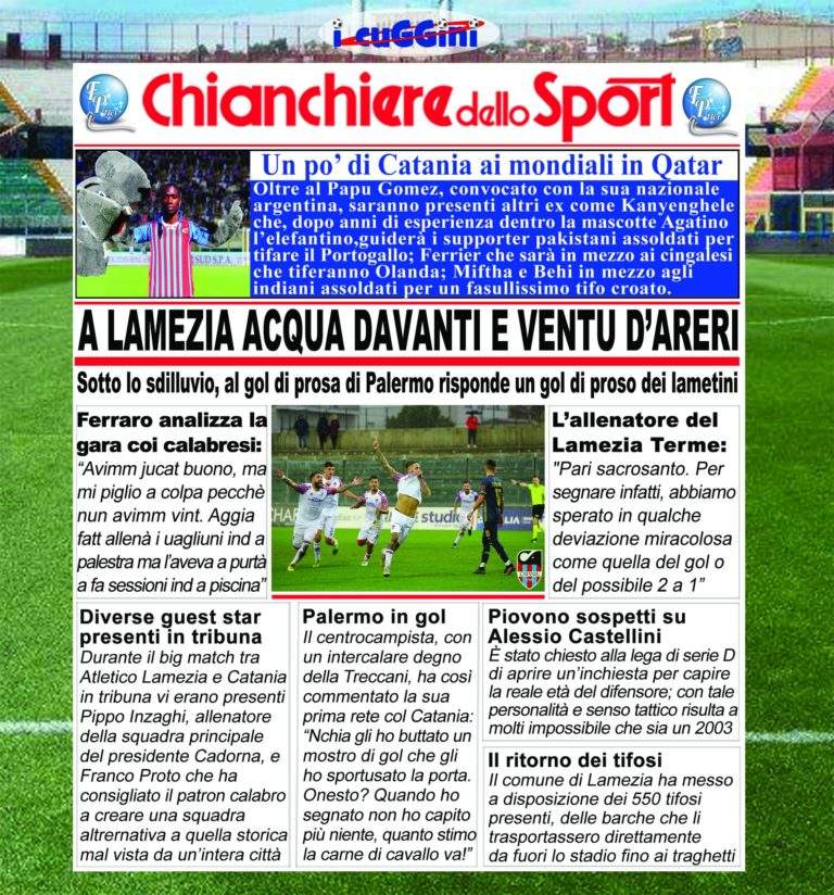 PAROLA AI TIFOSI – I cuGGini: “Il ‘Chianchiere dello Sport’ dopo Lamezia Terme-Catania…”