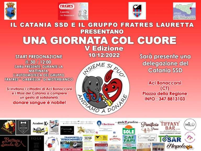 Il Catania SSD promuove l’iniziativa “Una giornata col cuore”