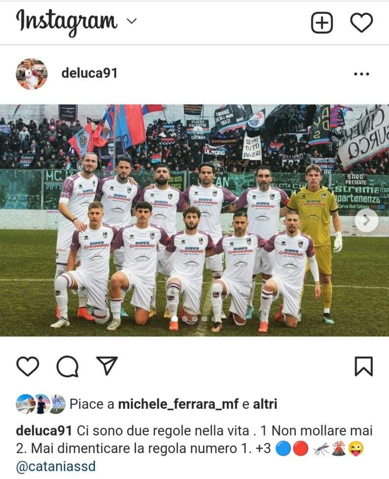 CATANIA SOCIAL – De Luca, una regola molto chiara: “Non mollare mai”