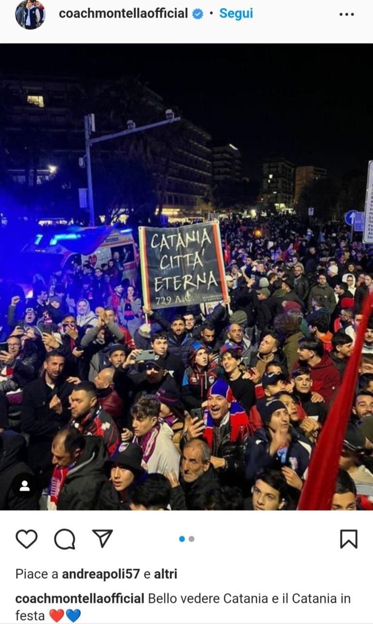 EX ROSSAZZURRI – Montella: “Bello vedere Catania in festa”