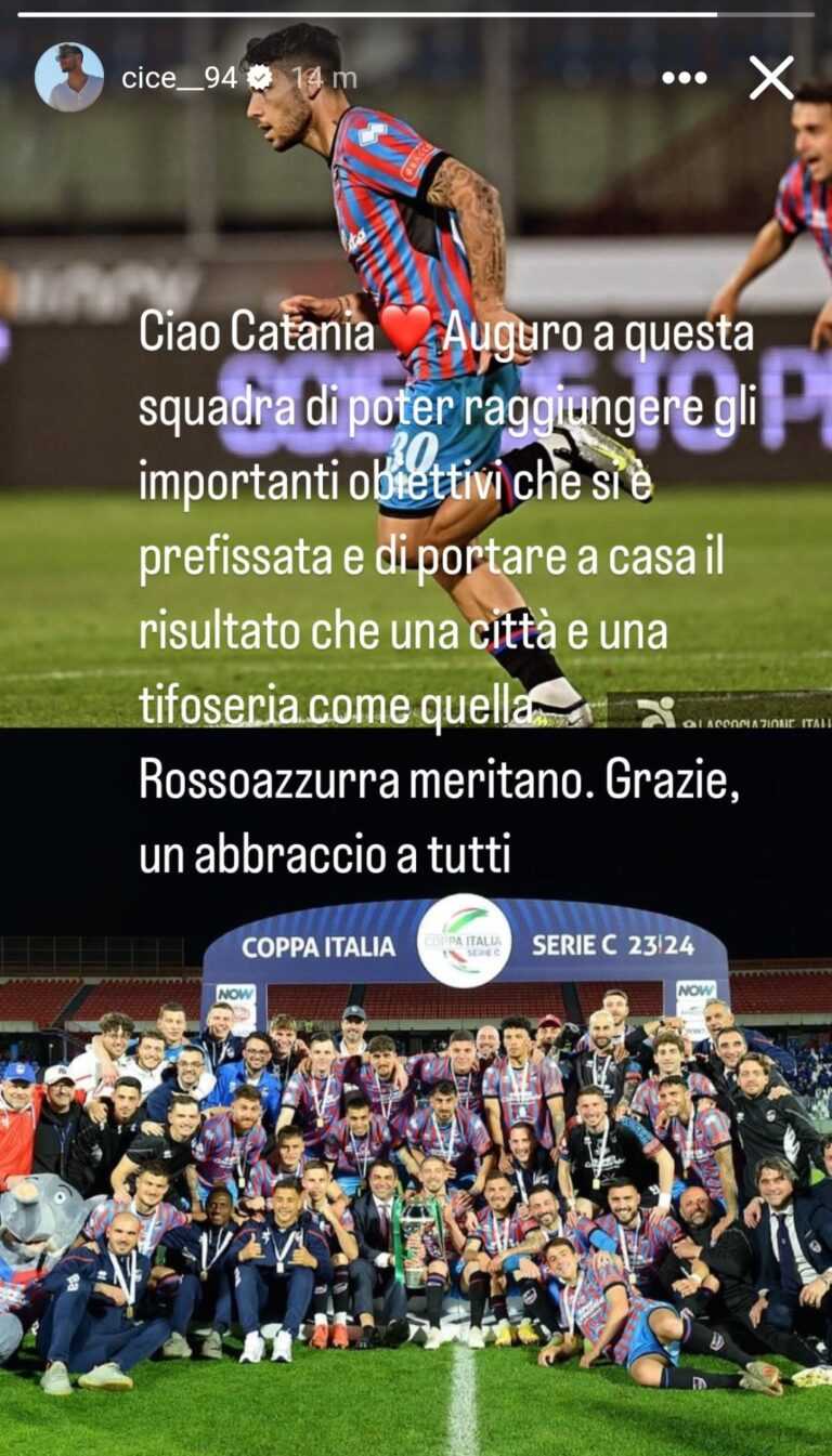 CATANIA SOCIAL – Cicerelli: “Ciao Catania, auguro alla squadra di portare a casa il risultato che la piazza merita”