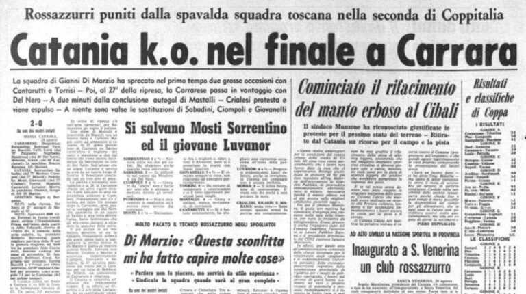 CARRARESE-CATANIA: la sfida si ripropone a distanza di oltre 40 anni