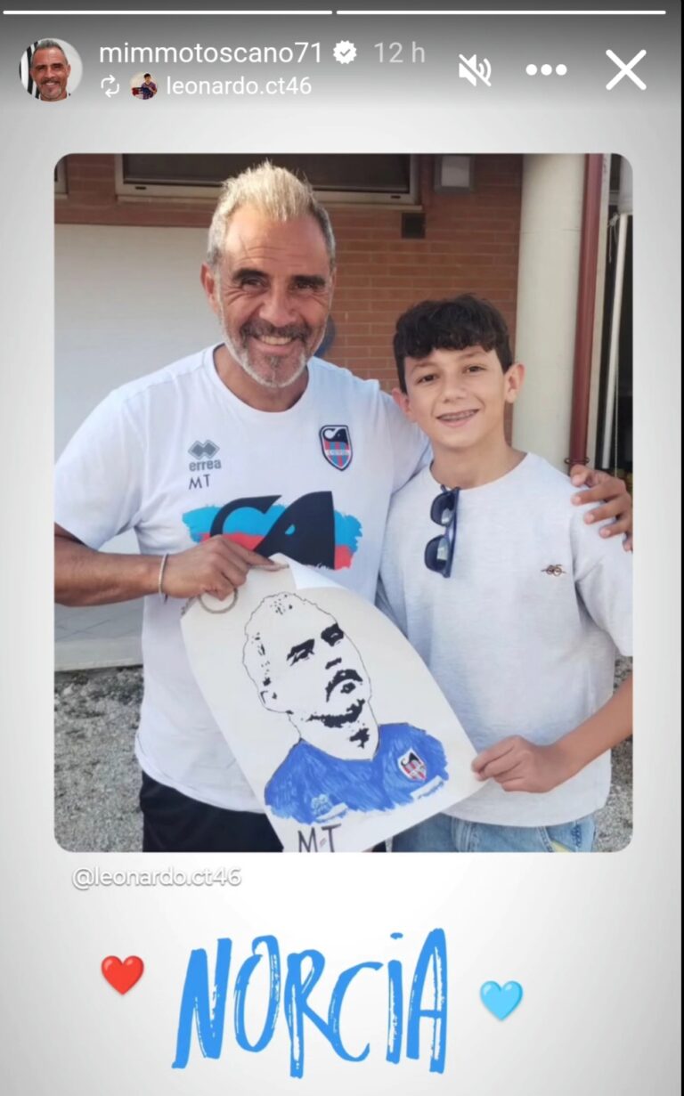 CURIOSITA’: il piccolo Leonardo disegna il volto di mister Toscano, che apprezza